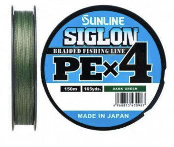 Шнур плетен. Sunline Siglon PEx4 Dark Green 150м 0.2 0.076мм 1.6кг