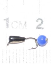 Капля с ушком 2,5 мм с серебр.коронкой, с подв.шариком Кошачий глаз Синий, арт.173 С/К