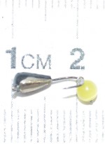 Капля с ушком 4 мм с серебр.коронкой, с подв.шариком Кошачий глаз Желтый, арт.175 С/К