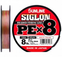 Шнур плетен. Sunline Siglon PEx8 Multi Color 150м 1.5 0.209мм 11кг